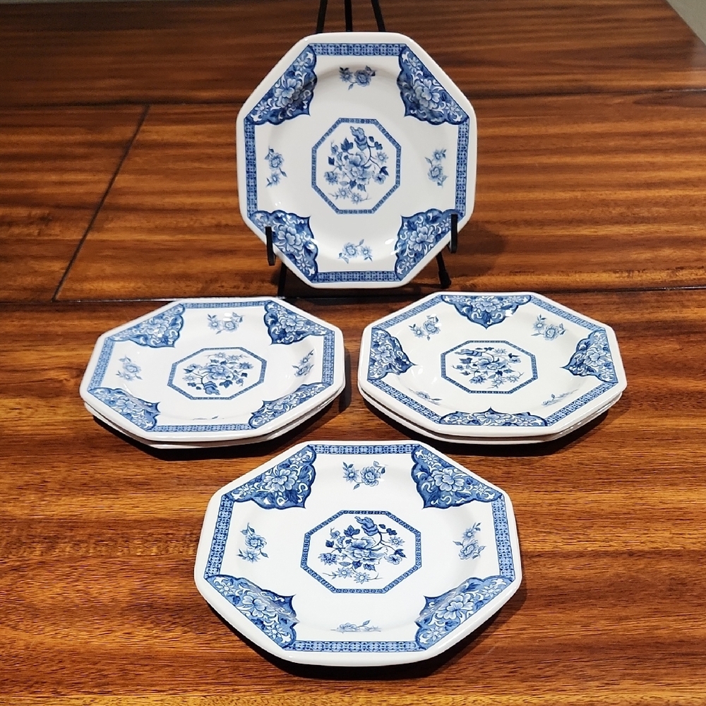 Sey of 6 Old Pekin Octagon J & G Meakin Royal Staffordshire 7" Ironstone Plates